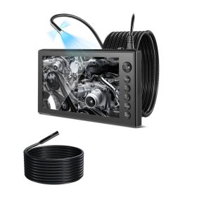 Triple Lens Endoscope With Dual-Cable Setup, Industrial Borescope With Light, 7 HD IPS Spilt-Screen, 8  2 LEDs, 8X Zoom, IP67 Waterproof Snake Ca (Option: default)