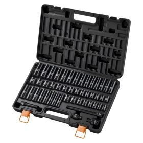 Impact Socket Set, 3/8" Drive, 48-Piece Socket Set, 6-Point Sockets, SAE 5/16"-3/4" And Metric 8-19 Mm, 21-22 Mm, Easy To Identify, Cr-V Alloy St (Option: default)