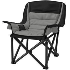 Camping Chair For Adults, Portable Folding Camping Chair With Side Pockets, Cup Holders, Carry Bag, Black And Gray (Option: Gray)