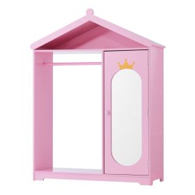 Kids Dress Up Storage, With Mirror, Dress Up Closet, Kids Armoire Wardrobe Closet For Little Girls, Toddler Costume Organizer, Pretend Princess S (Option: default)