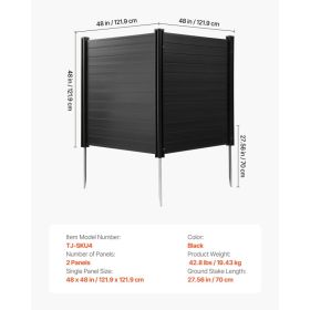 2 Panels Outdoor Privacy Screen, 48 X 48 In Air Conditioner Fence With 27.6 In Ground Stakes, Pool Equipment Enclosure, Horizontal Vinyl Privacy (Option: Black)