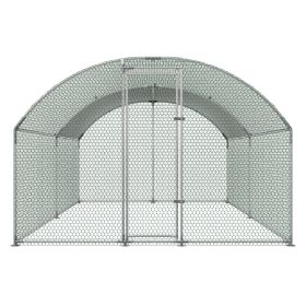Large Metal Chicken Coop 9.8x13x6.6 Ft Walk-in Chicken Run House, Doom Roof Hen House Enclosure With Cover And Security Lock, Outdoor Duck Rabbit (Option: default)