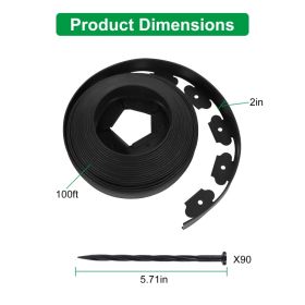 Non-Digging Plastic Garden Edging Kit Plastic Garden Border Edging For Garden Lawn Yard Flower Beds 3 Size Options (Option: 100FT)