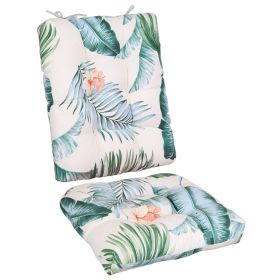 Multiple Color Options - Rocking Chair Cushion Set Upper And Lower Back And Seat Sets With Non-Slip Ties Polyester Fiber Filling Comfortable For (Option: BeigeColorLeaf)