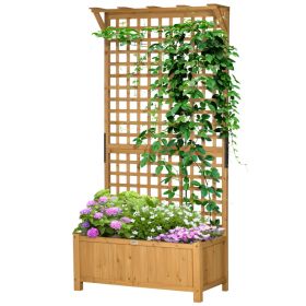 Wood Planter with Trellis for Vine Climbing, Raised Garden Bed, Privacy Screen for Backyard, Patio, Yellow (Option: Yellow-990x200x420 mm)