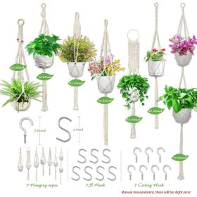 Macrame Plant Hangers 7 PCS, Boho Hanging Planter Holders For Indoor And Outdoor Home Decor (Option: MULTI)