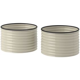 Set of 2 Raised Garden Bed, Metal Planter Box with Safety Edging, Easy-to-assemble Stock Tank, Cream White (Option: Cream White-575x375x130 mm)