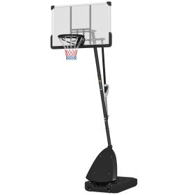 5-10 Basketball Stand, Freestanding Basketball System With 44 Shatterproof Backboard, Rebound System And Wheels (Option: Black)