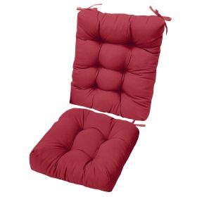 Multiple Color Options - Rocking Chair Cushion Set Upper And Lower Back And Seat Sets With Non-Slip Ties Polyester Fiber Filling Comfortable For (Option: Wine Red)