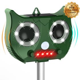 Solar Powered Animal Repellent; Ultrasonic Animal Repeller Cat Repellent Outdoor Bird Repeller Ultrasonic Dog Animal Deterrent Devices For Squirr (Color: Green, Style: Classic)