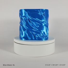 Flowing Textured Planter | Sculptural Accent for Your Space (Color: Blue Glaze, size: XL)