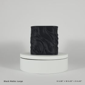 Flowing Textured Planter | Sculptural Accent for Your Space (Color: Black Matte, size: large)