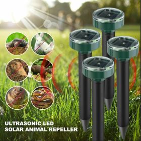 Solar Power Animal Repeller Ultrasonic Mole Pest Cat Mice Rodent Outdoor LED 2PK (Color: Without LED)