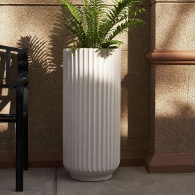 31.5 Inch Tall Roman Column Concrete Planter,Durable for All-Weather Use with Drainage Hole, Large Tall Round Planter for Outdoor and Indoor Plan (Color: White)