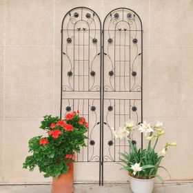 2 Pack Metal Garden Trellis 86.7" x 19.7" Rustproof Trellis for Climbing Plants Outdoor Flower Support (Color: BLACK)
