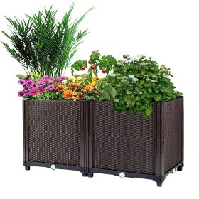 Raised Garden Bed with Self-watering System Rectangle Garden Planter for Garden Patio Balcony Elevated Planter Box for Flowers Vegetables Herbs (size: 60_30_20cm)