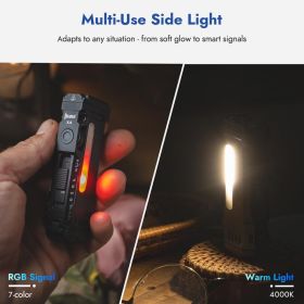 BLACK X4 EDC Compact Flashlight With RGB Light 1500 Lumens Mini Tactical Flashlight With Clip, Small Handheld Flashlight For Camping,Emergency,Ni (Option: default)