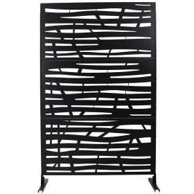 Outdoor & Indoor Privacy Screen Metal Privacy Screen 76 Hx48 W, Freestanding Decorative Privacy Screen For Deck Balcony Patio, Privacy Fence Pane (Option: Black)