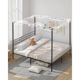 King Size Canopy Bed Frame, Metal Canopy Bed With Four Posters Design, Heavy Duty Steel Slats Support, Underbed Storage Space, No Box Spring Need (Option: default)