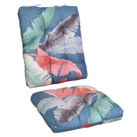 Multiple Color Options - Rocking Chair Cushion Set Upper And Lower Back And Seat Sets With Non-Slip Ties Polyester Fiber Filling Comfortable For (Option: BlueColorLeaf)
