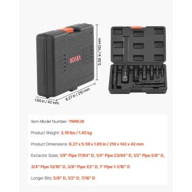 Pipe Extractor Set, 9 Pieces Heavy Duty Steel Broken Pipe Extractors, With Solid Storage Case, Cr-Mo Steel For Removing 1/8" To 1" Damaged Thread (Option: Black)