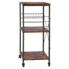Kitchen Utility Cart, 3 Tier 23.7 In Microwave Stand Coffee Cart, Heavy Duty Storage Rack, Service Trolley On Wheels, Industrial Rolling Work Tab (Option: default)