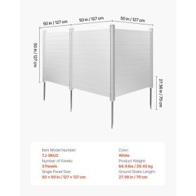 3 Panels Outdoor Privacy Screen, 50 X 50 In Air Conditioner Fence With 27.6 In Ground Stakes, Pool Equipment Enclosure, Horizontal Vinyl Privacy (Option: Black)