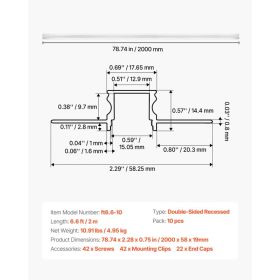 Plaster-in LED Aluminum Channel, 10-Pack 6.6 Ft/2M, Trimless Recessed Drywall LED Strip Diffuser Channel, With Milky Cover, End Caps And Mounting (Option: Black)
