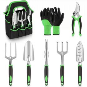 Garden Tools Set, 8 Piece Gardening Tools Set With Non Slip Ergonomic Handle, Heavy Duty Garden Tool Set With Storage Bag, Gardening Kit For Wome (Option: Green)