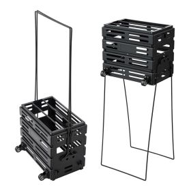 Tennis Ball Hopper, Holds 80 Tennis Balls, Pickleball Basket Cart With Wheels For Easy Pick Up, Portable Pickleball C Ollection Caddy With Heavy- (Option: default)